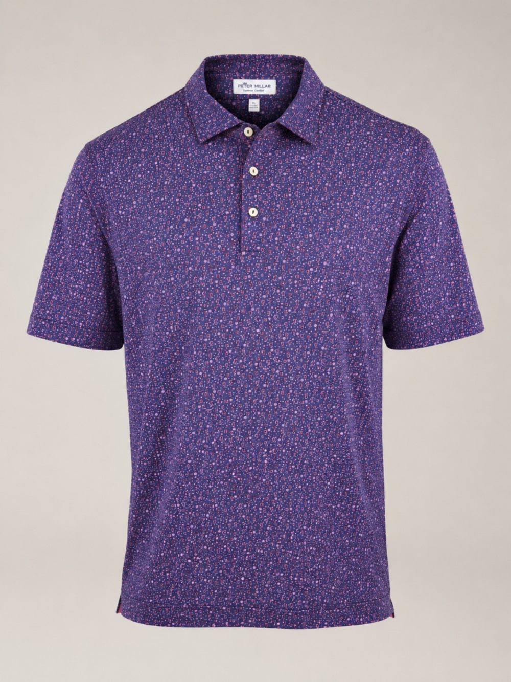 Peter Millar Summer Comfort Polo Shirt Men’s XL Purple/Navy Pink Cocktail Print